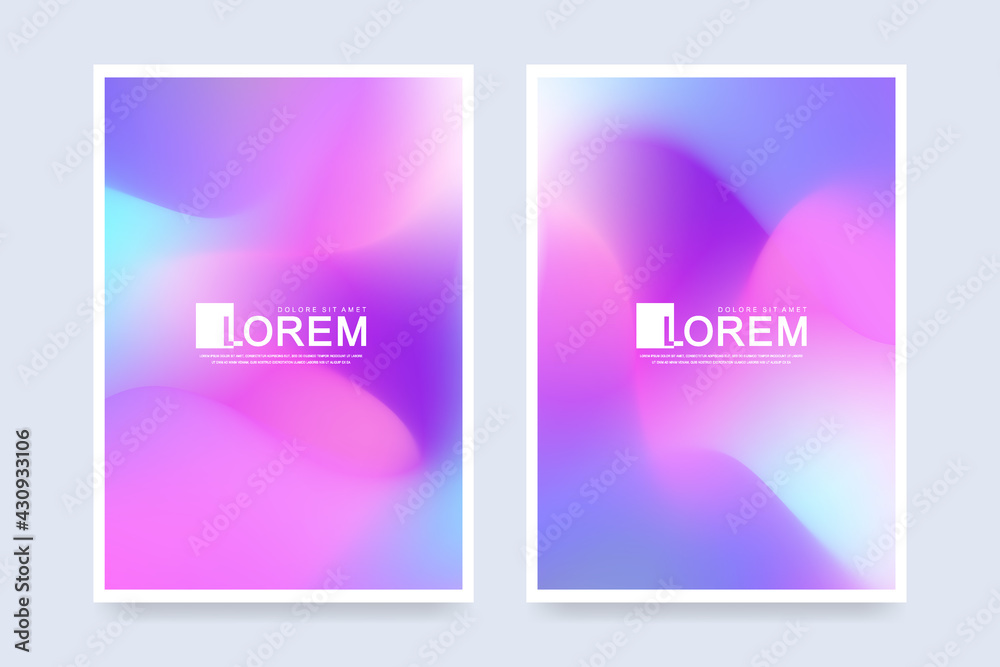 Poster vector design template in trendy vibrant gradient colors with abstract fluid shapes, paint splashes,