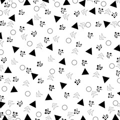 Geometric pattern with black and white. Memphis style. For fabric, page, web
