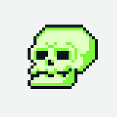 Human skull pixel art icon, isolated on white background vector illustration. 8-bit sprite.Design stickers, logo, mobile app, embroidery. 