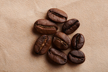 Group of roasted coffee beans