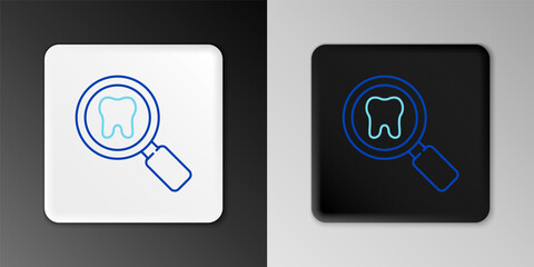 Line Dental search icon isolated on grey background. Tooth symbol for dentistry clinic or dentist medical center. Colorful outline concept. Vector