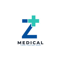 Obraz premium Letter Z cross plus logo. Usable for Business, Science, Healthcare, Medical, Hospital and Nature Logos.