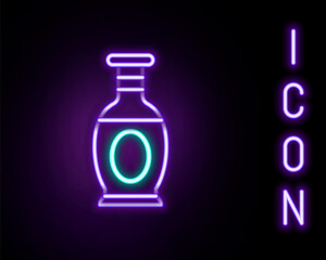 Glowing neon line Indian vase icon isolated on black background. Colorful outline concept. Vector
