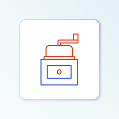 Line Manual coffee grinder icon isolated on white background. Colorful outline concept. Vector
