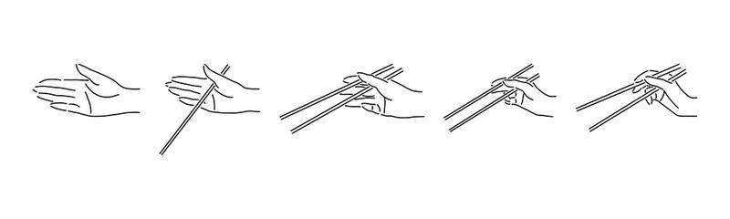 How to hold and use chopsticks - five hands