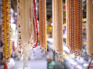 Pearl beads on a counter