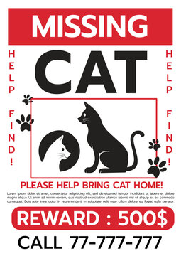 Lost cat poster Vector illustration