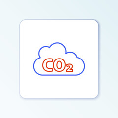 Line CO2 emissions in cloud icon isolated on white background. Carbon dioxide formula, smog pollution concept, environment concept. Colorful outline concept. Vector