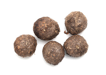 Rabbit excrement isolated over white