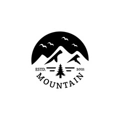 Vintage mountain emblem logo template ready for use