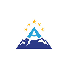 Mountain letter A flat logo template ready for use 