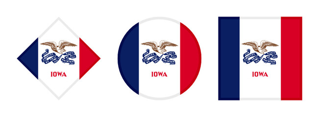 iowa  flag icon set. isolated on white background	
