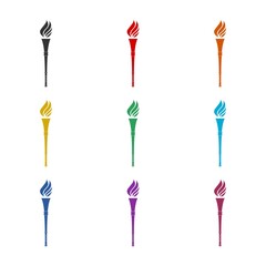 Sports torch icon isolated on white background color set