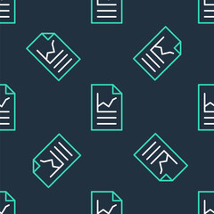 Line Document with graph chart icon isolated seamless pattern on black background. Report text file icon. Accounting sign. Audit, analysis, planning. Vector