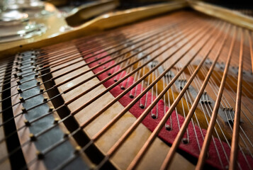 Piano strings close up. piano music