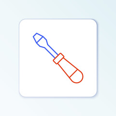 Line Screwdriver icon isolated on white background. Service tool symbol. Colorful outline concept. Vector