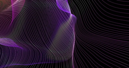 Abstract fine mesh veil in motion in 3d. Background of moving elements in black space.