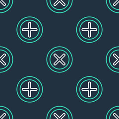 Line X Mark, Cross in circle icon isolated seamless pattern on black background. Check cross mark icon. Vector