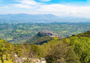 Monte Soratte in Sant'Oreste (Italy) - The beautiful landscapes with old hermitages in the mountain natural reserve in province of Rome, Sabina area, during the spring.