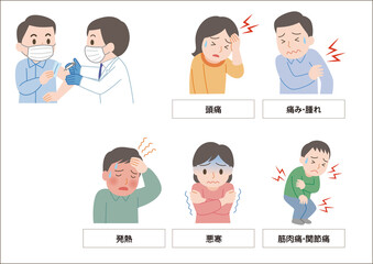 Fototapeta premium ワクチンの副反応のイラスト