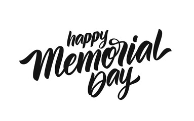 Vector Calligraphic lettering of Happy Memorial Day on white background.