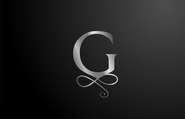 grey G elegant monogram alphabet letter icon logo design. Vintage corporate brading for luxury products and company