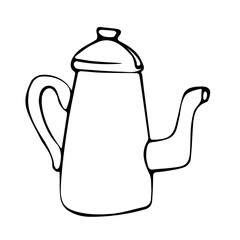 Old teapot hand drawn vector illustration.