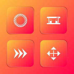 Set Laurel wreath, Gas filling station, Arrow and Pixel arrows four directions icon. Vector