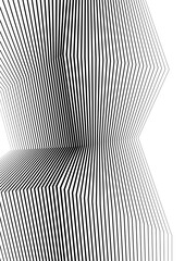 Design elements. Curved sharp corners many streak. Abstract vertical broken stripes on white background isolated. Creative band art. Vector illustration EPS 10. Black lines created using Blend Tool