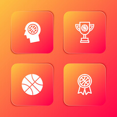 Set Thoughts on a basketball, Award cup with, Basketball and award icon. Vector