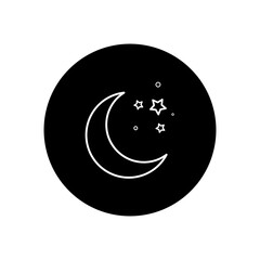 Moon and stars icon isolated. Flat design. Vector Illustration. Night with moon and stars icon in flat style. Night symbol for your web site design, logo. Vector EPS 10.