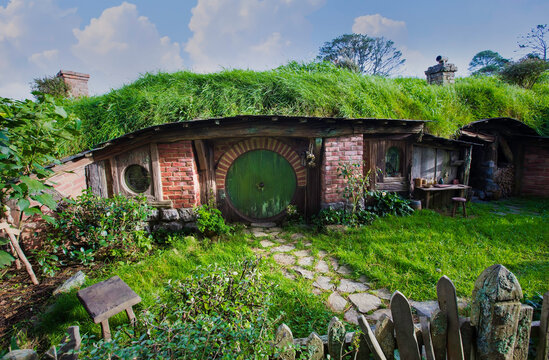 MATAMATA- NEW ZEALAND -APRIL -19- 2019 : The Hobbiton movie set created for filming The Lord of the Rings and The Hobbit movies in New Zealand.