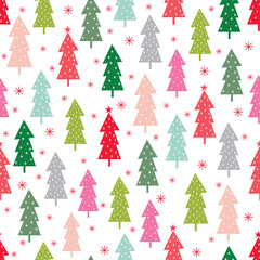 colorful christmas tree seamless pattern design