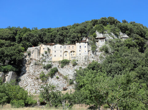 ancient convent in the town of Greccio where St Francis of Assisi  invented the first crib in the world in central Italy