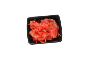 Bowl with pickled ginger isolated on white background