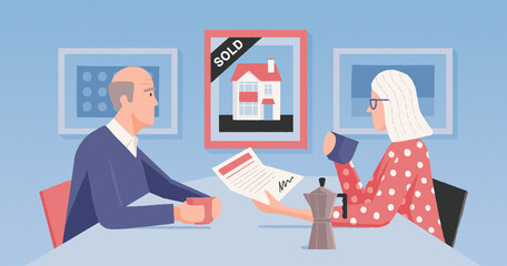 Older couple selling house
