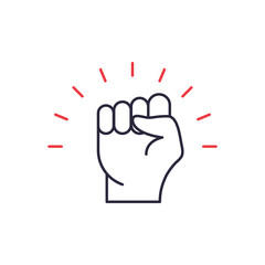 Obraz premium Black Lives Matter. Fist Hand up Line Icon. Fist raised up. Girl Power. Feminism symbol. Concept of Unity, Revolution, Stop Violence. Stop racism. Protest Sign. Editable stroke. Vector illustration