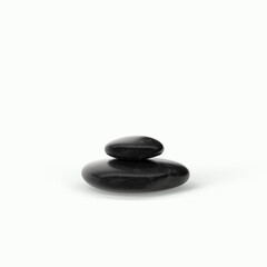 3d rendering Black spa stones with water drops isolated on white background.suitable for your design element.