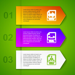 Set line WAV file document, XML, OBJ and DOC. Business infographic template. Vector