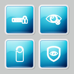 Set line Password protection, Invisible hide, Please do not disturb and Shield and eye icon. Vector