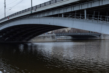Obraz premium City bridge over the Moscow river, metal structure, details of the bridge