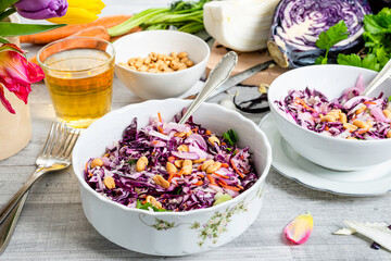 colorful sauerkraut salad with peanuts