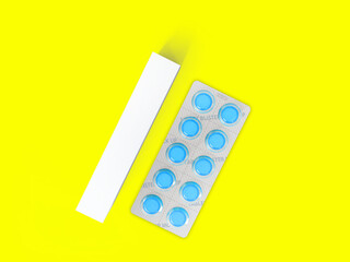 3 rendering Blank White Package Box for Blister of Pills Isolated on colored Background. suitable for your design element.