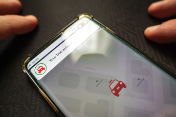Your taxi dispatched notification smartphone screen app