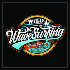 "wild wave surfing" Can be used for digital printing and screen printing