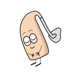 かわいい耳かけ補聴器キャラクターがおじぎをしているイラスト