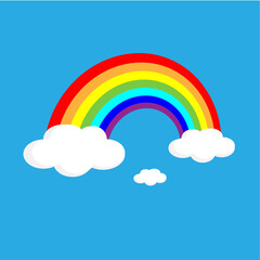 Color Rainbow With Clouds, With Gradient Mesh