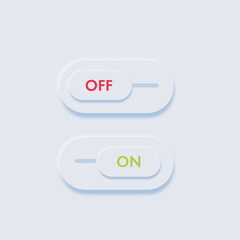 On and Off Push Button on light background. For UX UI design sites. Vector format.