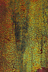 Old Peeling Paint on Rusty Metal Grunge Background. Vertical