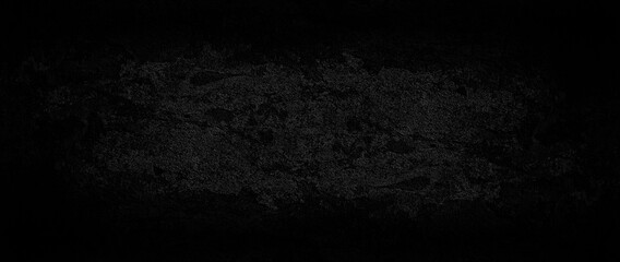 panorama black concrete background wall, abstract grunge loft texture